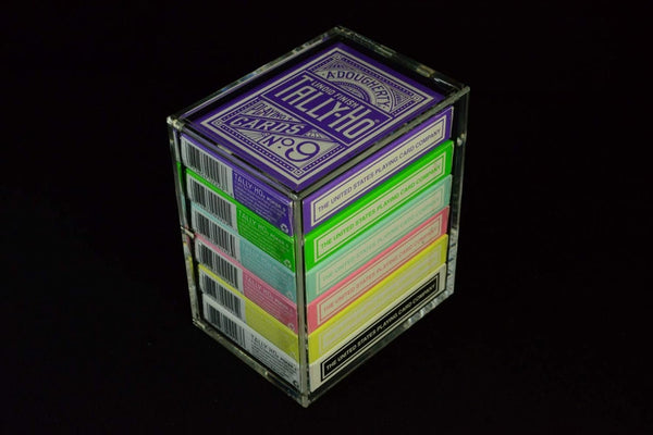 Carat X6 Clear Acrylic Half Brick Playing Card Deck Case, Magnetic 6 Deck Storage Display Holder for Collectible Poker Cards