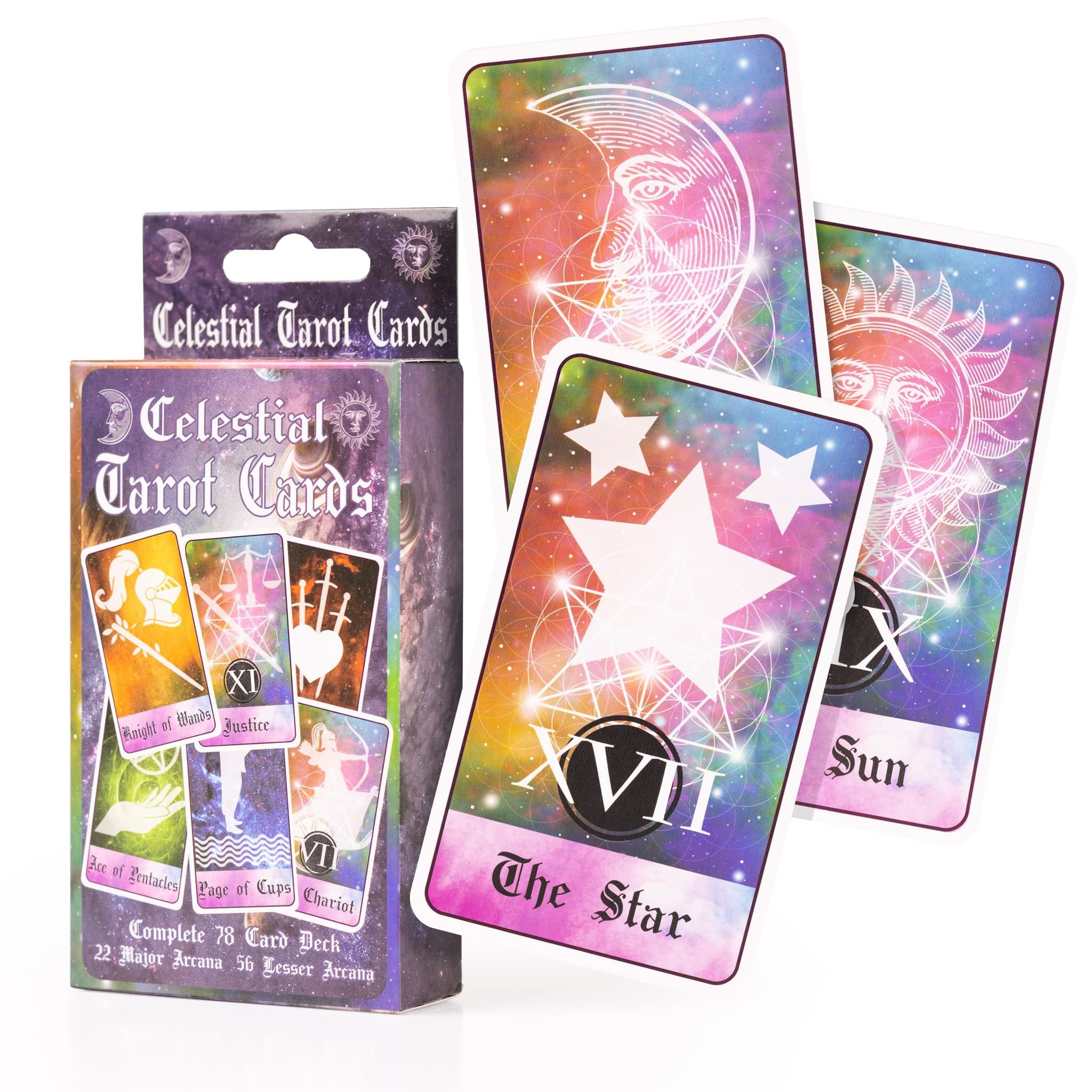 Kalan Tarot Cards Set - Complete Set of Tarot Cards for Beginners and Experts Alike - Celestial - 2.75" W x 4.75" L