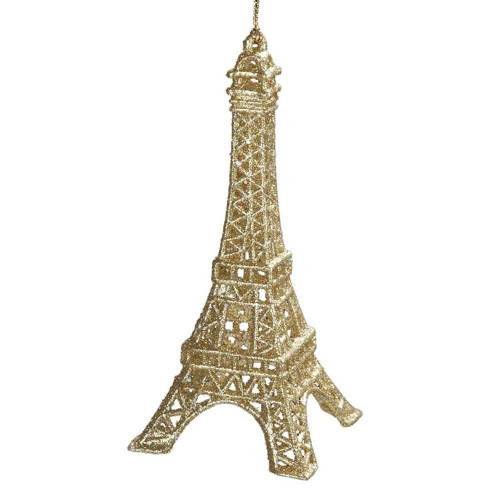 Kurt S. Adler Eiffel Tower Ornament - Gold Glittered Acrylic Ornament, 5.75"