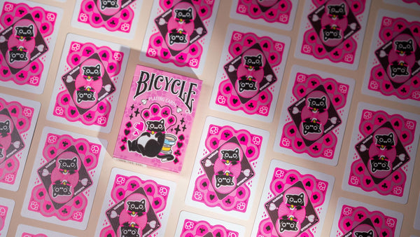 Bicycle Kawaii Cat Playing Cards – Cute Anime Feline Themed Deck with Custom Court Cards & Fluorescent UV Ink, Poker Size, Pink