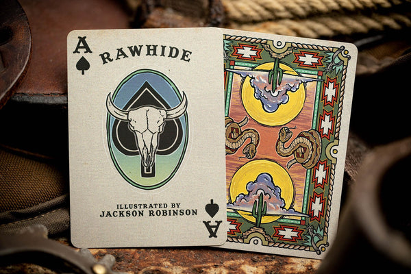 Kings Wild Project Rawhide Luxury Playing Cards - Standard Edition, Poker Size, Custom Index, Hand-Illustrated Western Collectible Deck