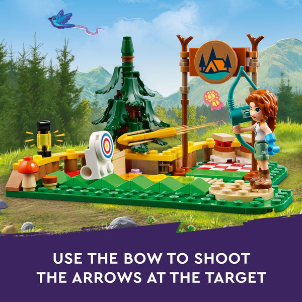 LEGO Friends Adventure Camp Archery Range Toy, Archery Set for Kids with Toy Bow and Arrows, Adventure Building Playset for Girls and Boys Ages 6 Years and Up, 2 Mini Dolls and a Raccoon Figure, 42622
