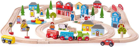 Bigjigs Rail, Town and Country Train Set, Wooden Toys, Wooden Train Set, Trains for Kids, Train Toys, Bigjigs Train, Wooden Train Track, Bigjigs Train Accessories