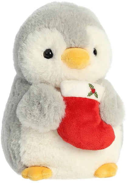 Aurora 8" PomPom Penguin Christmas Plush Bundle – With Stocking (99360) & Christmas Tree (99361), 2-Pack Holiday Collectible Plush Toys