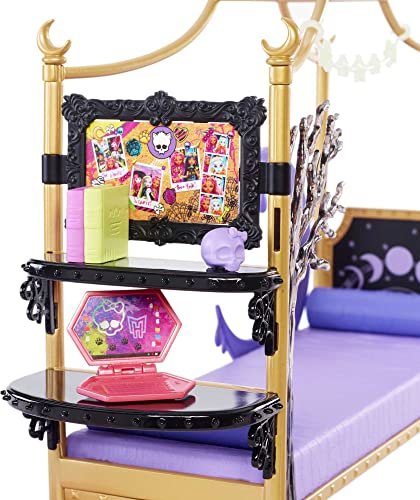 Monster High Clawdeen Wolf Bedroom Playset Toy With Doll House Furniture & Accessories, Spooky Decor & Snacks, Sticker Sheet, Ages 4+