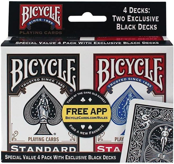 Bicycle Standard Index (Black/Red), Pack of 4