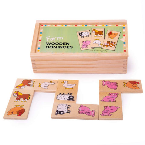 Bigjigs Toys - Farm Dominoes Wooden Game, Ages 1+