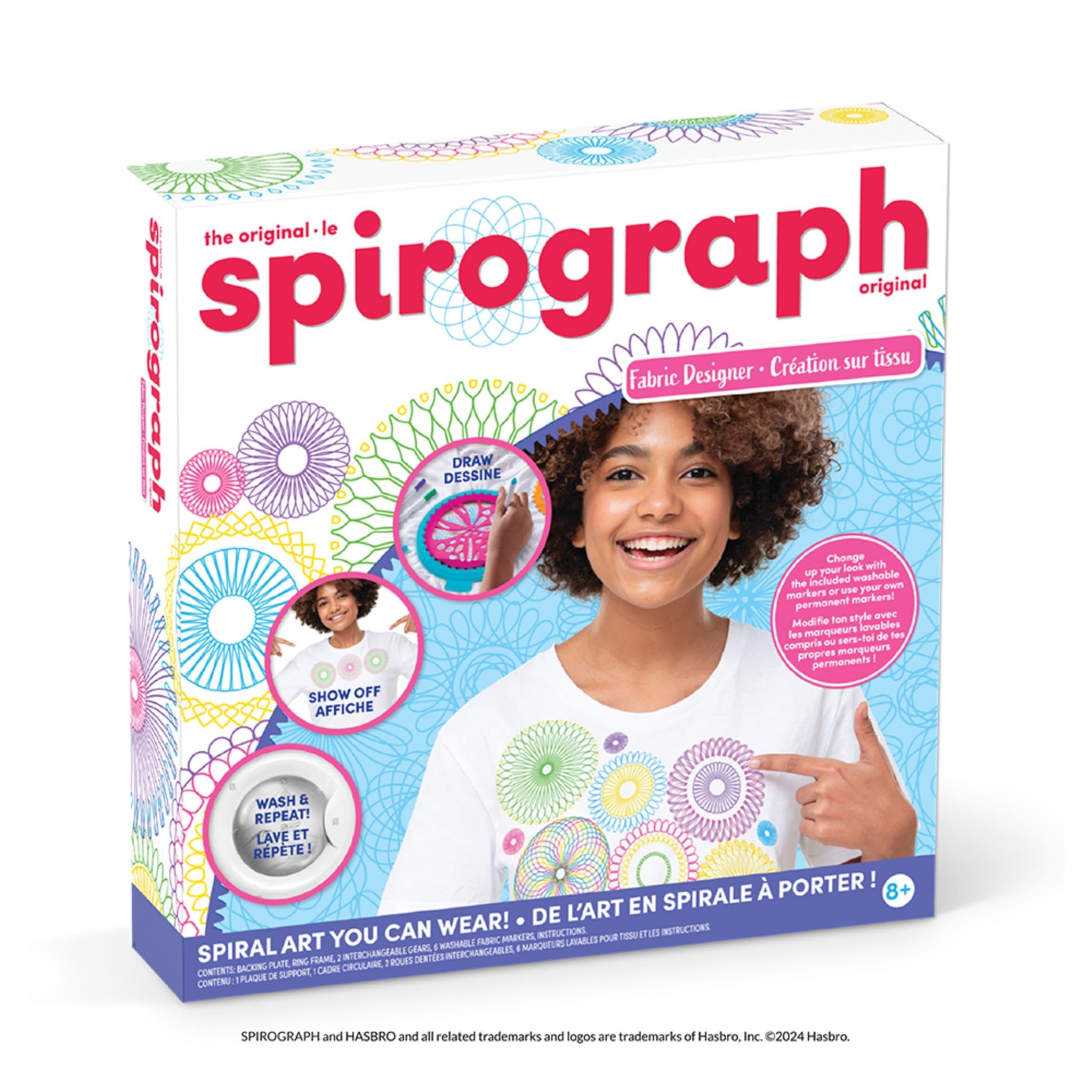 Spirograph Fabric Designer Spiral Art You Can Wear, Kids Toys, Drawing Kit, Classic Gear Design Kit, Fabric Pens, Ages 6+