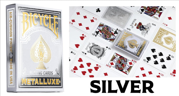 Bicycle Metalluxe Premium Playing Cards Collector's Bundle - Set of 6 Decks in Stunning Gold, Green, Red, Silver, Orange, and Blue Finishes