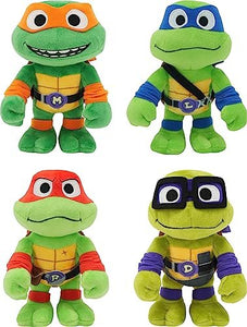 Mattel Teenage Mutant Ninja Turtles: Mutant Mayhem Plush Toys 4 Pack of 8 Inch Leonardo, Michelangelo, Raphael and Donatello, TMNT Movie