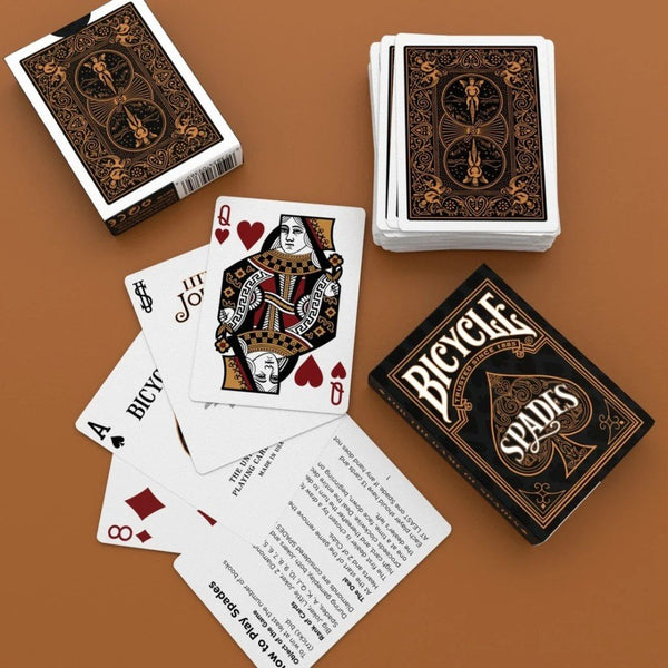 Bicycle Spades Playing Cards - Gold‑Trimmed Trump Suits, Air‑Cushion Finish, Includes Rules - High‑Quality Spades Card Game Deck