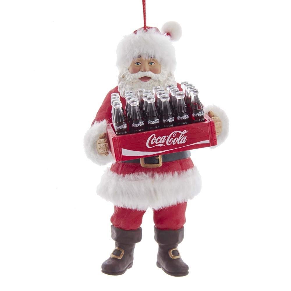 Kurt S. Adler Coca-Cola Santa Holding Case Of Coke Ornament, 5.75-Inch