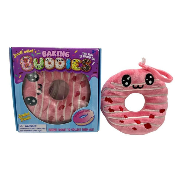 Kalan Baking Buddies Strawberry Frosted Donut Scented Plush Bag Clip – Cute Clip-On Keychain, Soft Donut Plushie with Sweet Strawberry Aroma – Collectible Accessory for Kids & Teens
