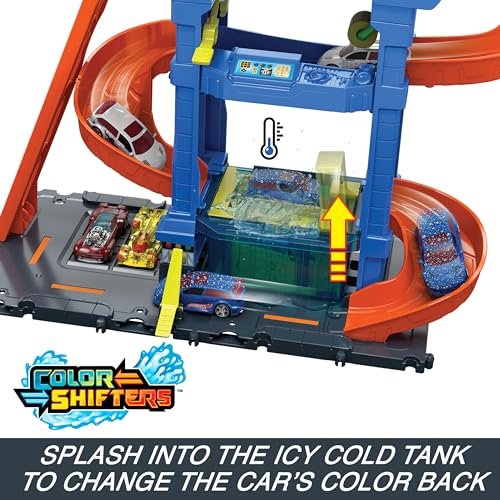 Hot Wheels City Color Shifters Tunnel Twist Car Wash Diecast Playset - Let's Race