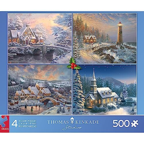 Ceaco - Thomas Kinkade Holiday Collection #5 - 4 in 1 Multipack - (4) 500 Piece Jigsaw Puzzles