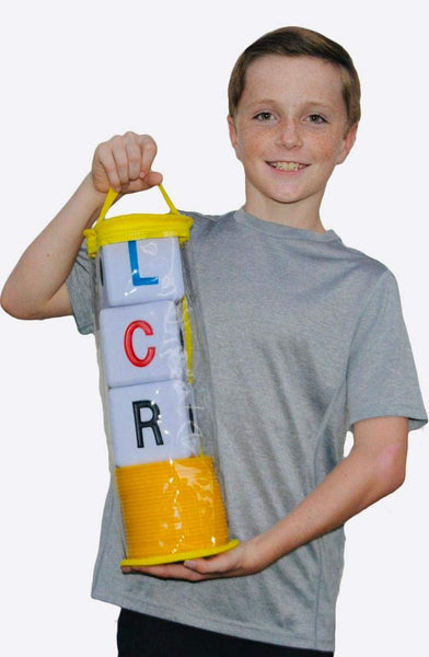 LCR Big Left Center Right™ Dice Game - Oversized 3.5" Foam Dice, Zip Bag (Yellow)