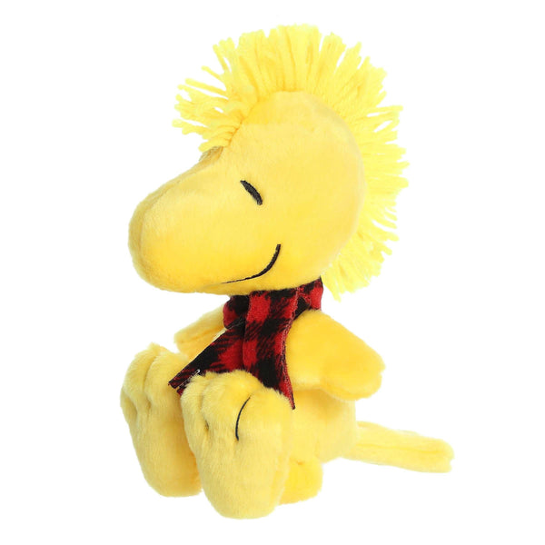 Aurora® Festive Peanuts® Winter Plaid Woodstock Stuffed Animal - Classic Characters - Lasting Memories - Yellow 6 Inches
