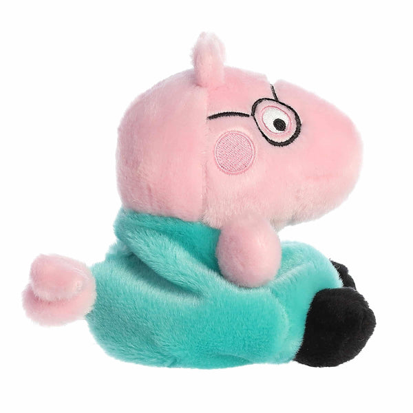 Aurora® Playful Peppa Pig™ Daddy Pig Palm Pals™ Stuffed Animal - Officially Licensed Toys for All Fans - Perfect for Birthdays, Adults and Kids All Ages - Pink 4 Inches