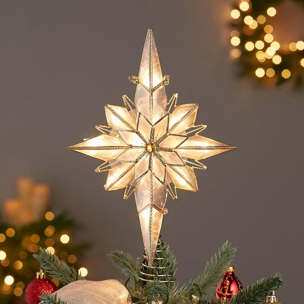 Kurt Adler UL3016 10-Light 10-Inch Capiz Classical Multi-Pointed Bethlehem Star Treetop