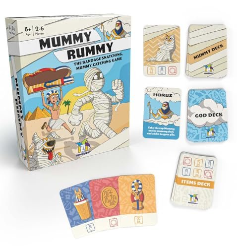 Gamewright - Mummy Rummy - 30th Anniversary Edition - The Bandage Snatching, Mummy Catching Card Game, 2-6 Players Ages 8+