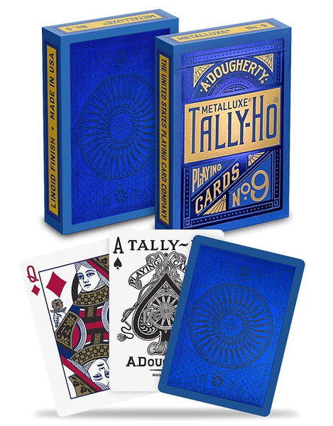Tally-Ho MetalLuxe Blue Premium Playing Cards, Poker Size Standard Index