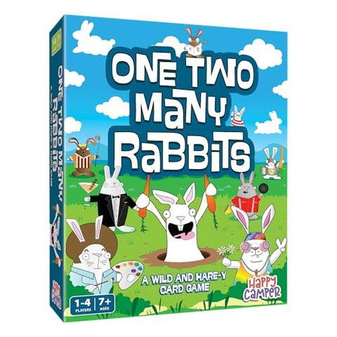 Happy Camper One Two Many Rabbits - A Wild & Harey Card Game | Quick to Learn, Easy to Teach | Great Math Game | Perfect for Family Game Night | 1-4 Players Ages 7+