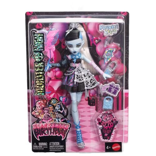 Monster High Scary Sweet Birthday Frankie Stein Doll in Party Dress With Balloon & Gift