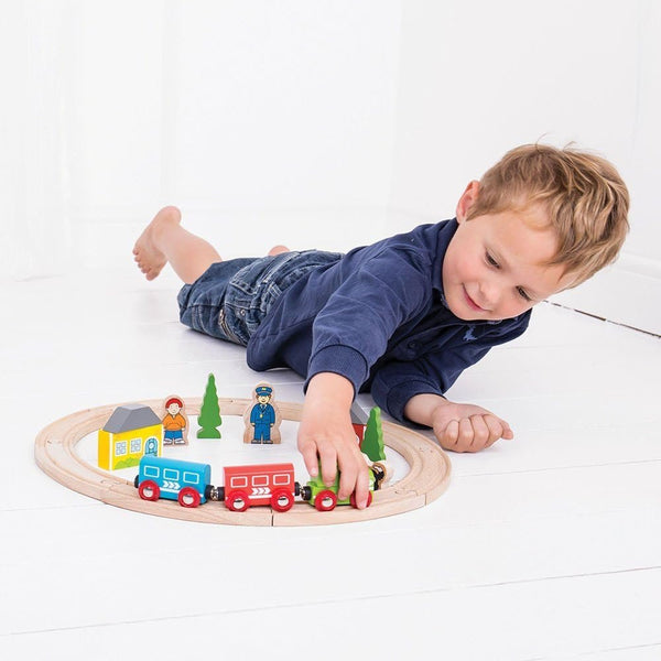 Bigjigs Rail, First Train Set, Wooden Train Set, Train Gifts for Kids, Train Set for 3 Year Old Boys, Train Toy, Trains for Toddlers, Bigjigs Train Set