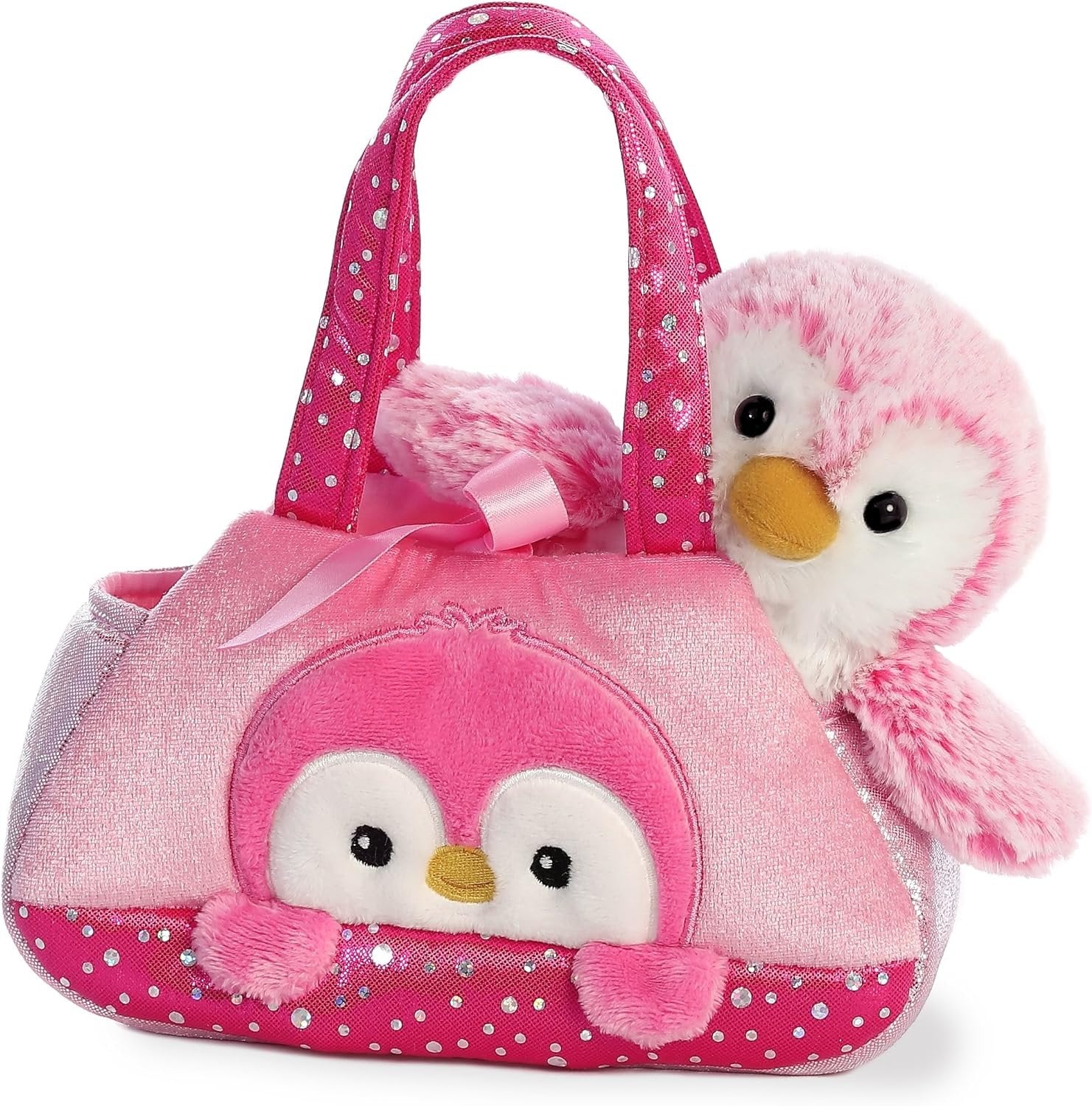 Aurora® Fashionable Fancy Pals™ Pompom Penguin™ Stuffed Animal - On-The-go Companions - Stylish Accessories - Pink 7 Inches