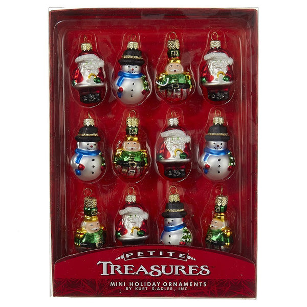 Kurt Adler 12 Piece Petite Treasures Glass Ornament Set for Christmas