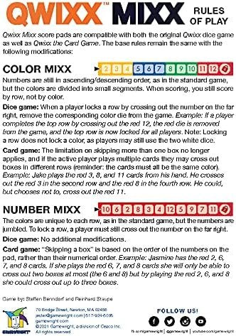 Gamewright Qwixx Mixx - Genuine Enhanced Game Play Add-On Replacement Scorecards for Qwixx - A Fast Family Dice Game, 8 + years