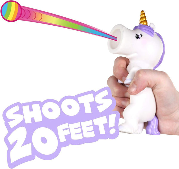 Hog Wild White Unicorn Popper Toy - Shoot Foam Balls Up to 20 Feet - 6 Rainbow Balls Included - Age 4+