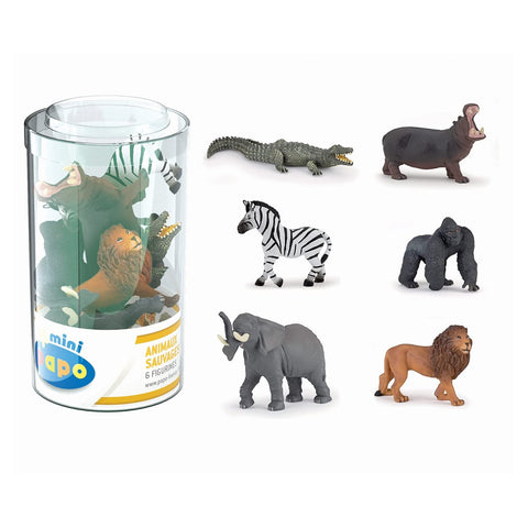 Papo Mini Plus Wild Set 1 (33020) – Tube with 6 Hand-Painted Animal Figurines, Collectible Miniature Safari Figures, Educational Wildlife Toy Set for Kids Ages 3+