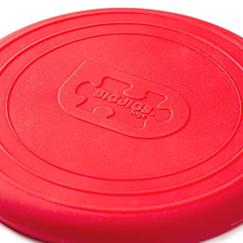Bigjigs Toys Frisbee Flying Disc (Cherry Red) - Silicone Frisbee for Kids, Quality Flying Saucers, Beach Toys & Garden Toys, Holiday Toys for Toddlers