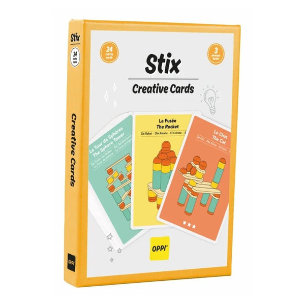 OPPI Stix 24 Creative Cards – Use With Stix Pieces Montessori-Inspired Creative Building Sticks for Kids & Families | Boosts Imagination, Spatial Awareness & Fine Motor Skills