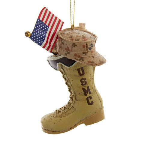 US Marines Boot with Flag Christmas Ornament
