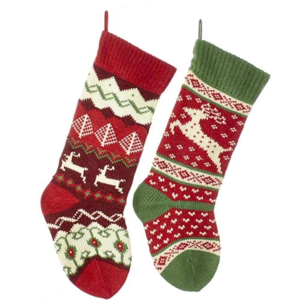 Kurt S. Adler 20-Inch Knit Reindeer Stockings 2 Assorted (B0679)