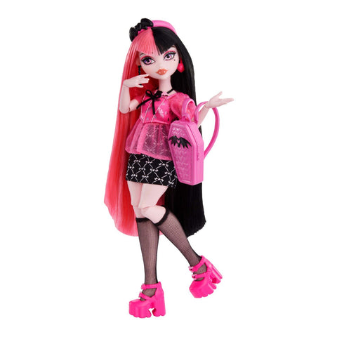 Monster High Draculaura Day Out Doll with Accessories, Articulated Poseable Fashion Doll, Vampire-Inspired Outfit & Themed Accessories, Ages 4+, HKY71