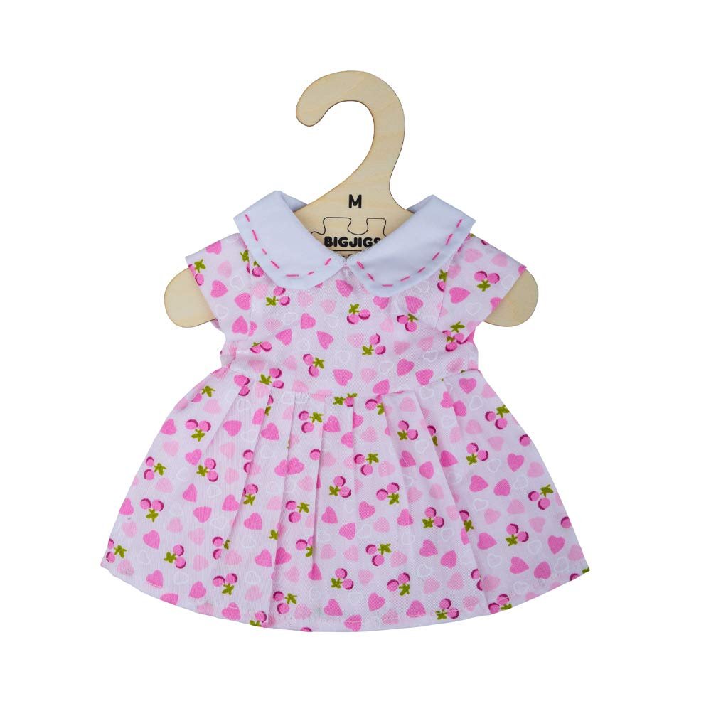 Bigjigs Toys Pink Dress with Pink Hearts (for Size Medium Doll) Dolls ONLY
