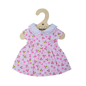 Bigjigs Toys Pink Dress with Pink Hearts (for Size Medium Doll) Dolls ONLY