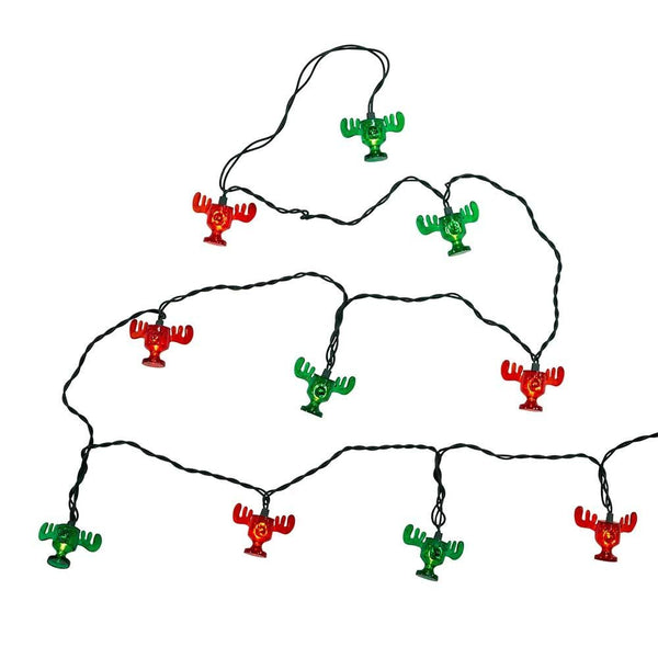 Kurt Adler Plastic 10-Light National Lampoon red and Green Wally World Moose Mug Light Set