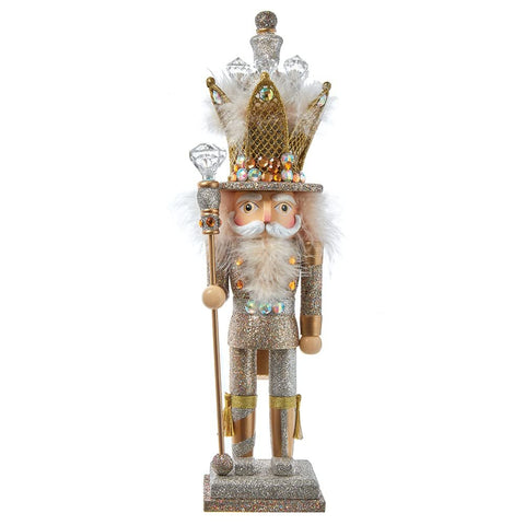 16-Inch Hollywood Platinum and Gold Glitter King Nutcracker
