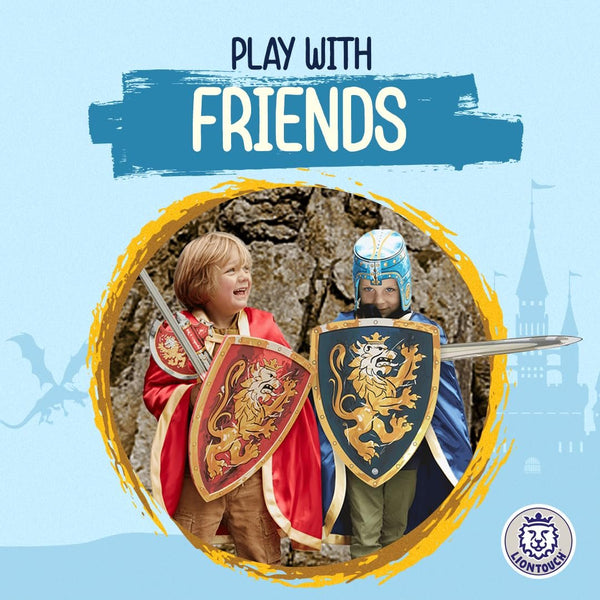 Liontouch - Noble Knight Cape for Boys, Blue & Red | Age 3-8 Years - One Size Fits All | Medieval Pretend Play Toy Cloak for Kids | Dress Up, Fancy Dresses, Cosplay & Royal Knight Costume Accessories