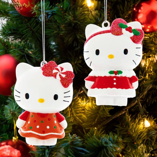 Kurt S. Adler 3.5" Hello Kitty Christmas Ornaments Officially Licensed Holiday Christmas Dress 2-Piece Set