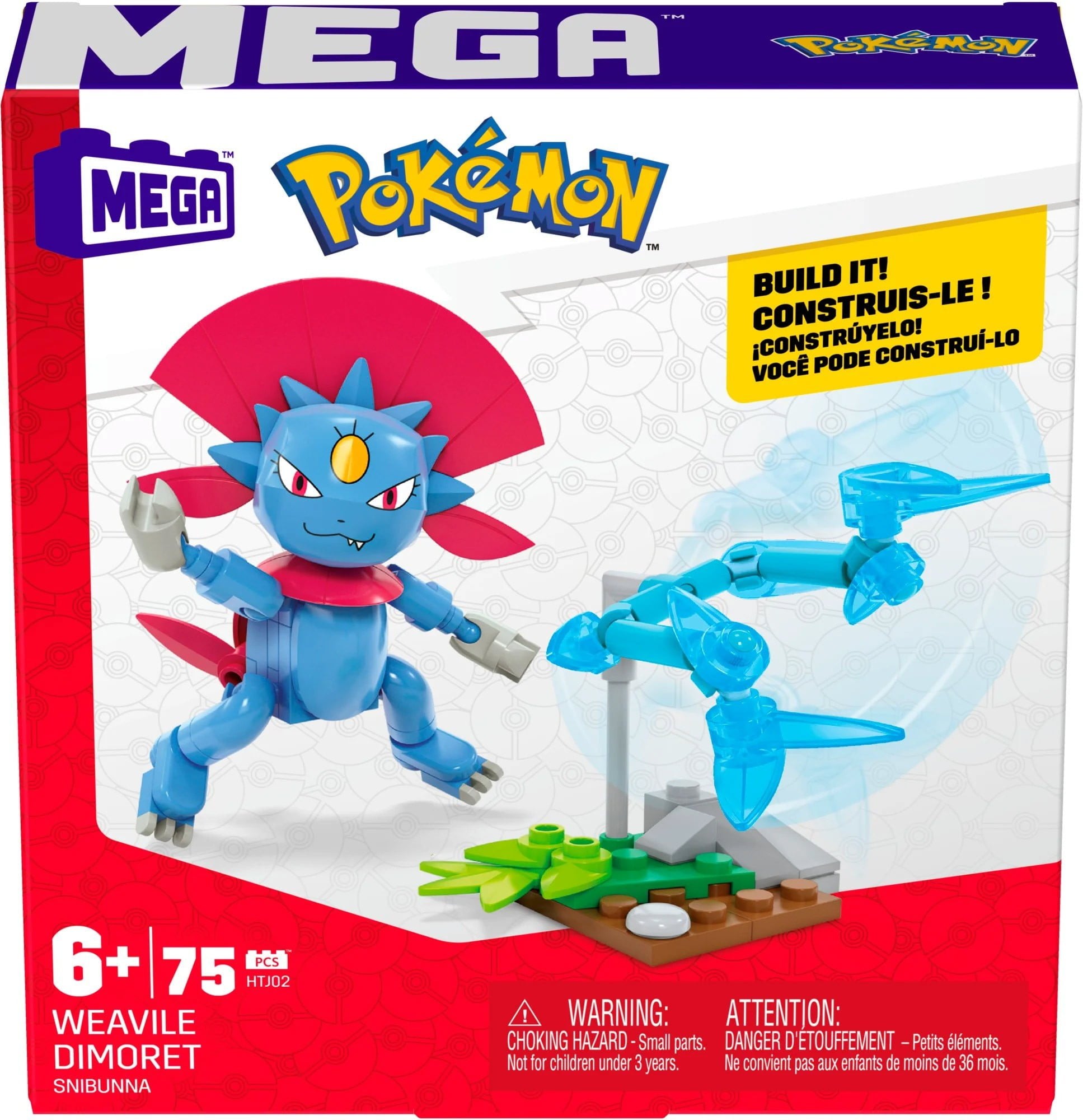 MEGA Construx Pokémon Weavile Dimoret 75 Piece Power Pack Set (HTJ02), Ages 6+
