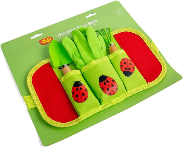 Bigjigs Toys Kids Gardening Set Belt - 4pc Garden Tools Set with Kids Gardening Gloves, Spade & Fork, Quality Outdoor Toys