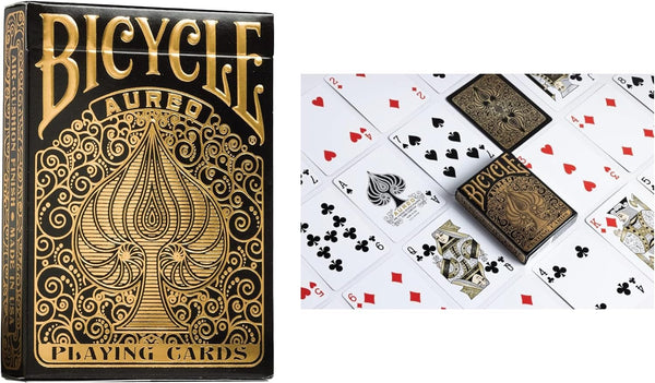 Bicycle Playing Cards 6 Deck Aureo Black Collector's Bundle with Gold Foil Tuck Box.