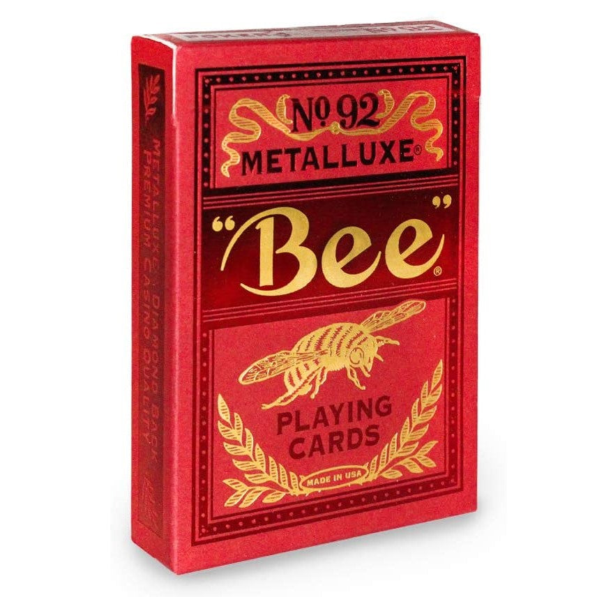 Bee Metalluxe Playing Cards - Red Foil Diamond Back, Standard Index