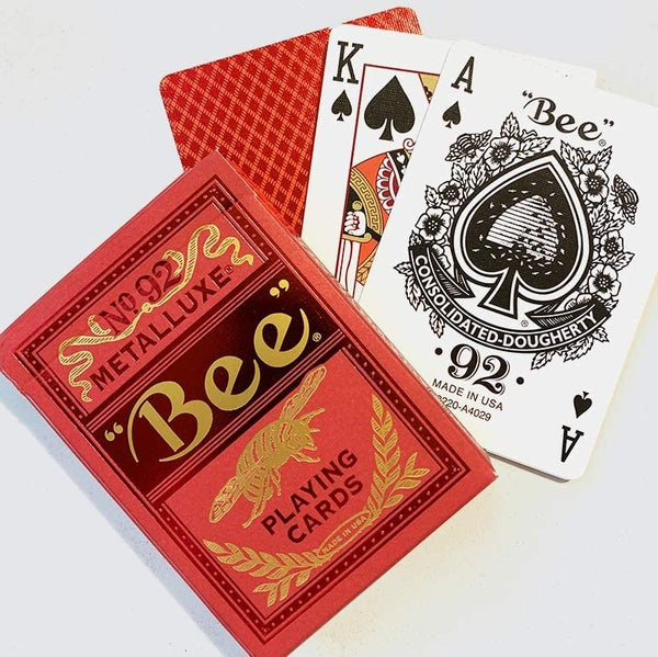 Bee Metalluxe Playing Cards - Red Foil Diamond Back, Standard Index