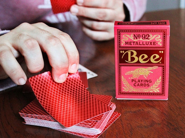 Bee Metalluxe Playing Cards - Red Foil Diamond Back, Standard Index